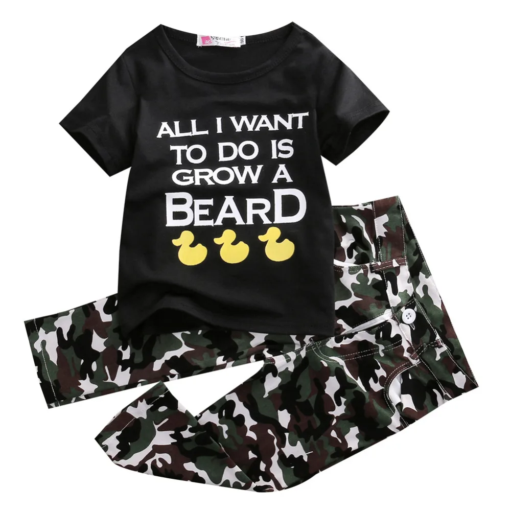 

Oklady New 2017 Summer Kids Clothes 2pcs Boys Outfits T-shirt Tops+camouflage pants Casual Boys Clothing Set