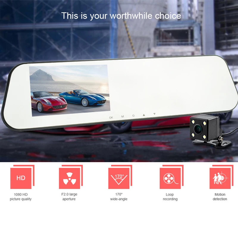 dash cam mirror car dvr mirror dual dash camera dual cameras mirror dashcam full hd dashcamera in car video camera full hd dvrs (7)