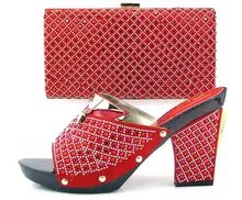 Italienische schuhe und taschen zu passenden pumpt schuhe hochzeit heels TH16-38 RED afrikanischen frauen schuhe und tasche set mit strass!