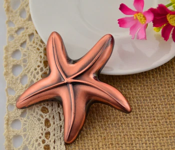 

free shipping 20pcs/lot new beach theme zinc alloy starfish bottle opener favors and gifts, wedding party return goods souvenirs