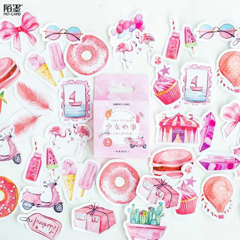 

46 pcs/box Creative Sweet Girl's Heart Decorative Stationery Stickers Scrapbooking DIY Diary Album Stick Label