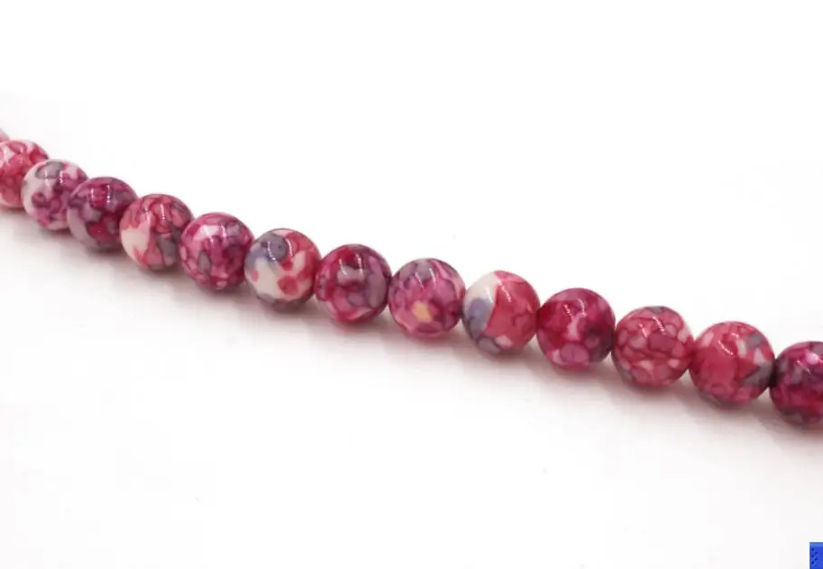 

4MM 6MM 8MM 10MM 12MM Natural Red Dots Rainbow Stones Round Spacer Loose Beads For Necklace Bracelet Charms Jewelry Making