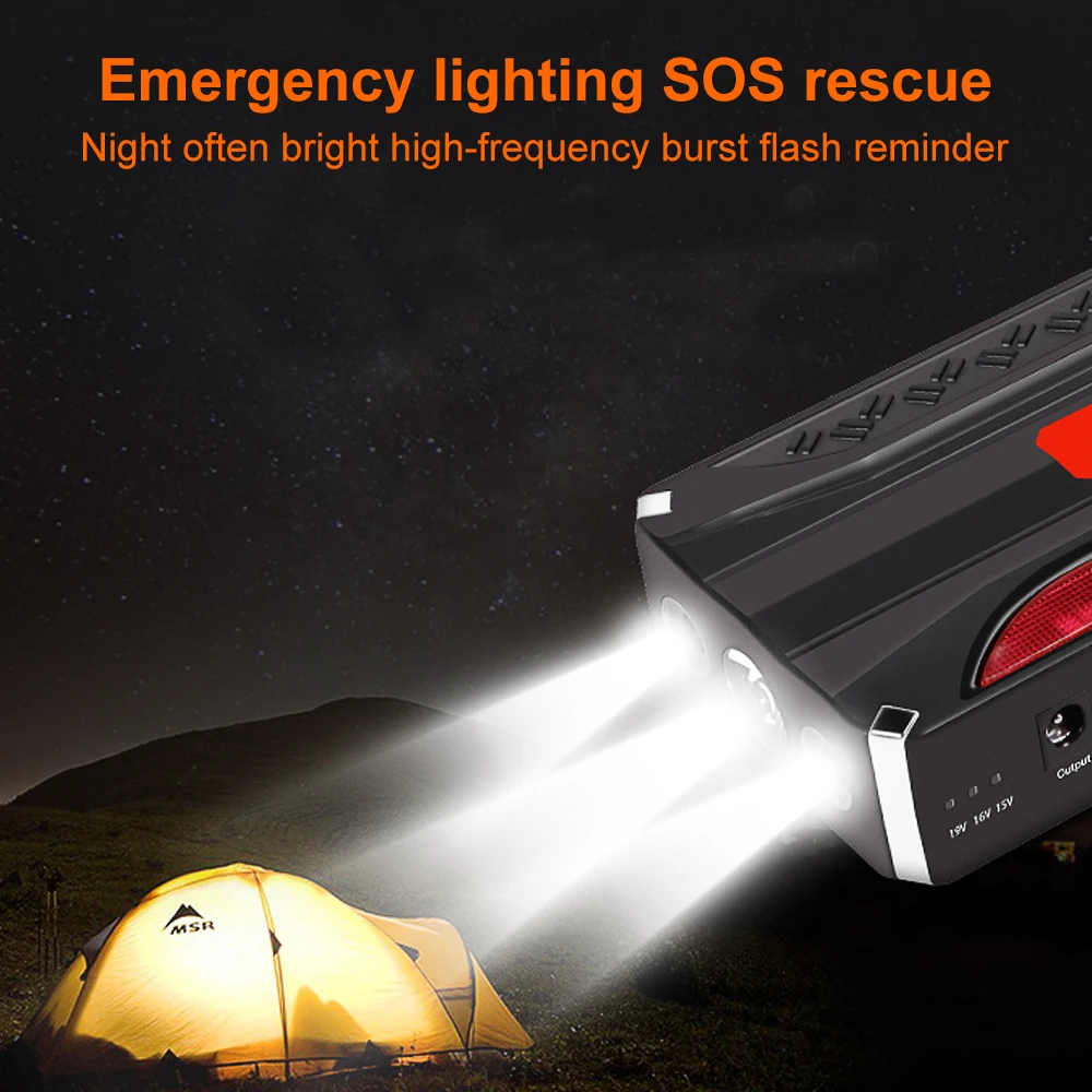 Bluavido 68800mAh Emergency Car Jump Starter 12V Portable Multi-function Rechargable Power Bank SOS LED LIGHT Safety Hammer