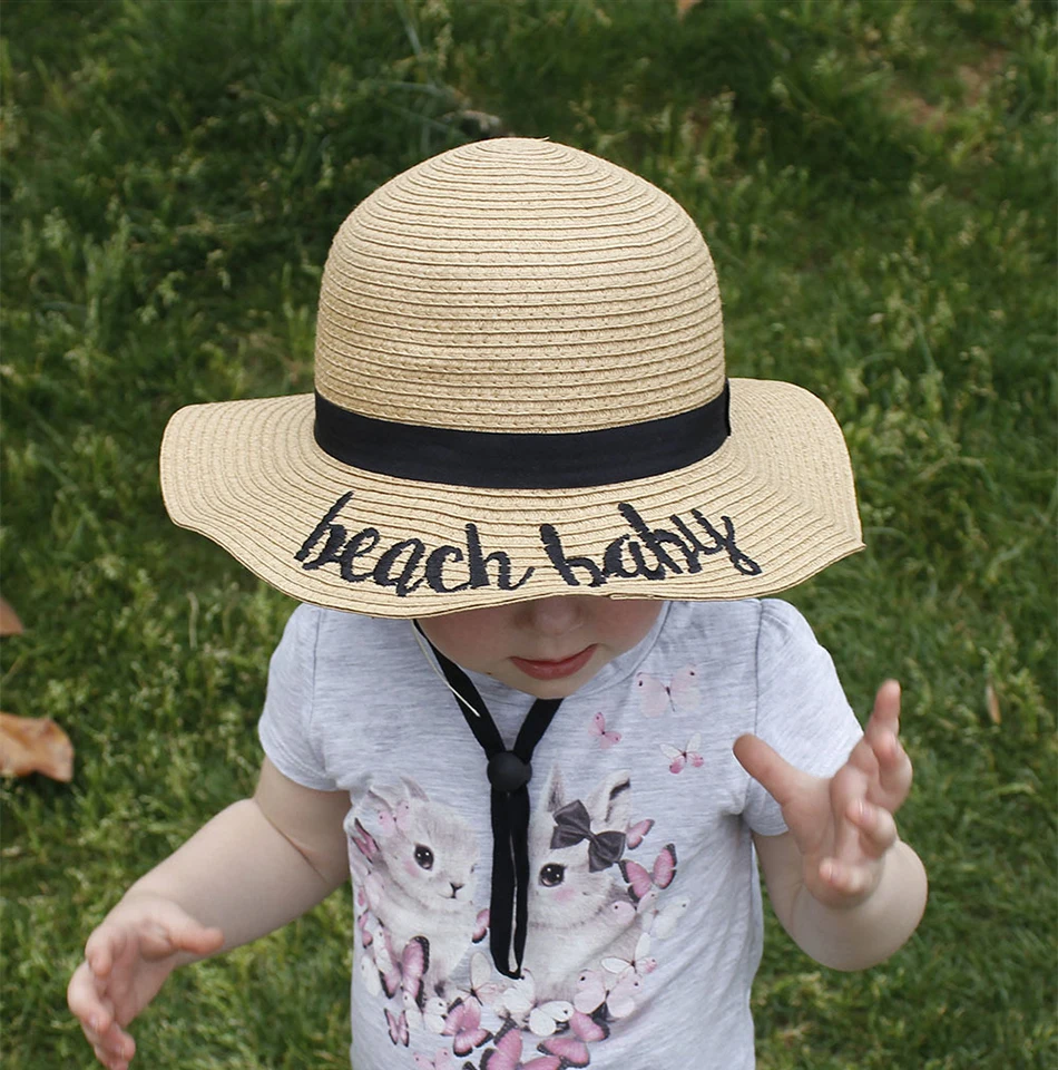 Новые летние детские простые элегантные соломенные шляпы детские для девочки пляжные шляпы Детская шляпа от солнца для девочки