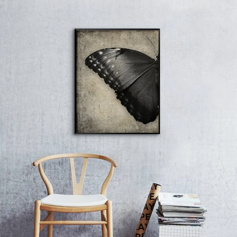 Черный плакат с бабочкой принты Готический Декор темное искусство картина бабочка Картина на холсте Готический домашний Декор стены