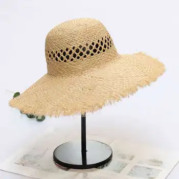 

WZCX 2019 New Fashion Adjustable Hollow Outdoor Casual Tide Straw Hat Wide Brim Solid Color Summer Beach Hat Women'S Cap