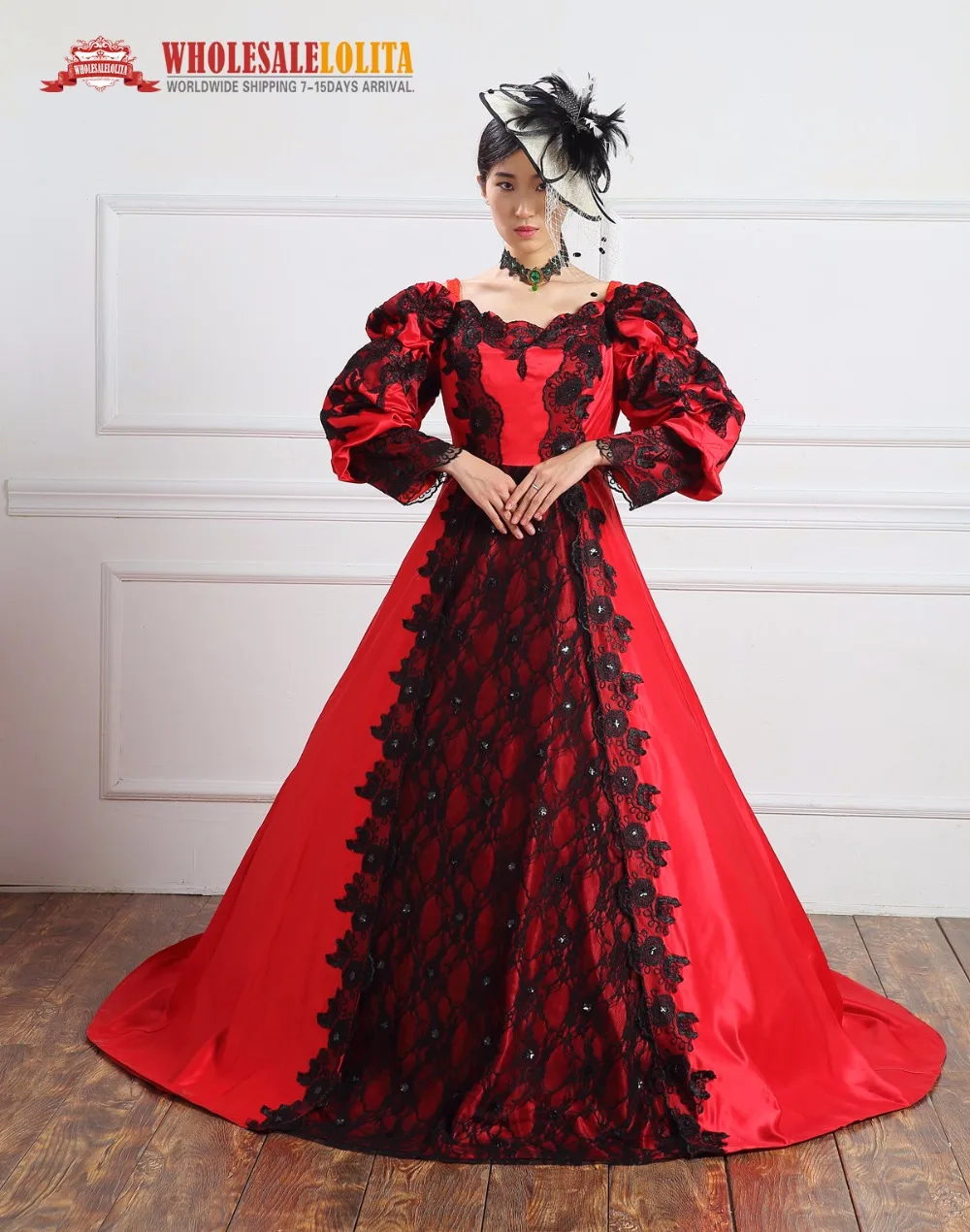 Высококачественное Красное Бальное Платье Marie Antoinette Renaissance, платье с ветром, Театральный Костюм с поездом