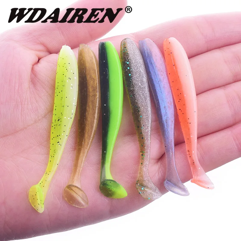 

10pcs/lot 63mm 1.5g Wobblers Fishing Lures Easy Shiner Swimbaits Silicone Double Color Carp Artificial shrimp odor Soft Lure