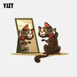 YJZT 16,9 см * 13 см любовь кот в зеркальный из ПВХ декоративный автомобильный стикер 11-01173