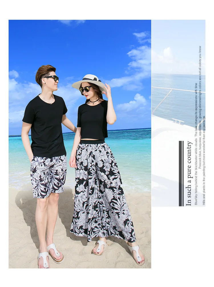 Family matching outfits T shirt father and son short pants mother and daughter loose pants set 15-1