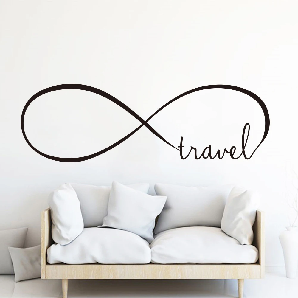 Infinity Travel Sign Wall Decal Car Laptop Infinity Travel Journey Family Love Quote Wall Sticker Nursery Kids Room Vinyl Decor (4)