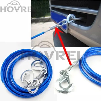 

5 Ton 4m Car Vehicle Steel Wire Tow Rope Towing Pull Strap Rope With Hook Heavy Duty Car Towing Rope