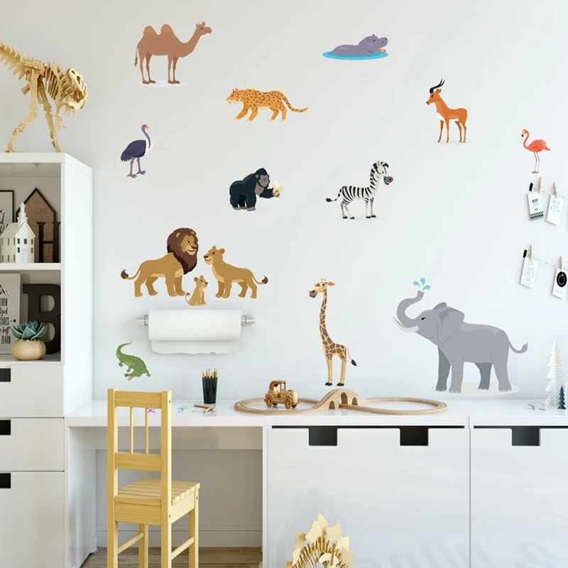Tofok мультфильм Животные английский изучение слов наклейки на стену для детей комнаты для детского сада, дошкольные поделки ПВХ настенные наклейки домашний декор