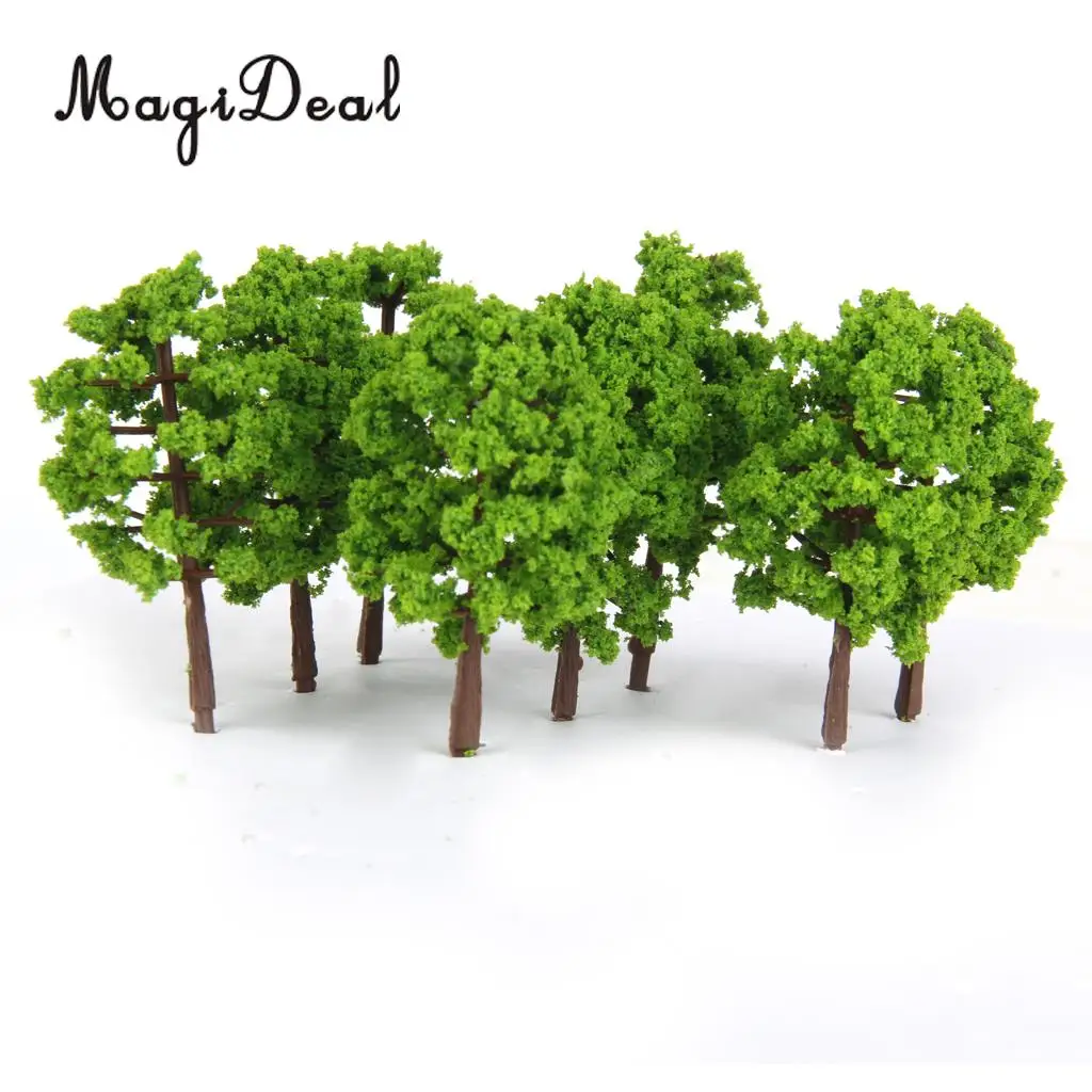 20Pcs/Lot Plastic 1/150 Scale Model Trees Train Railroad Scenery for Model Building Garden Park Layout Light Green