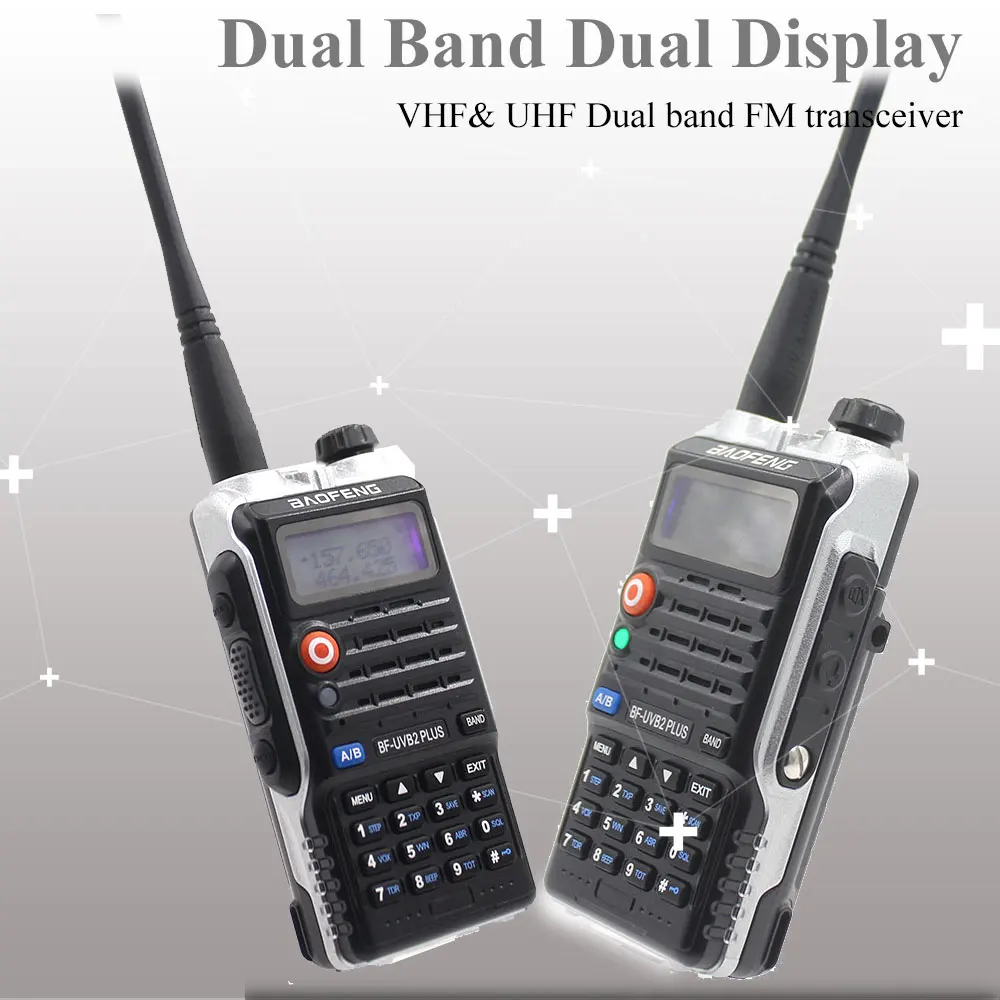 Baofeng UV-B2Plus иди и болтай Walkie Talkie 8 Вт Dual Band 136-174 МГц 400-520 МГц 4800 мАч двухстороннее Любительское радио UVB2 плюс FM трансивер Walkie Talkie двухстороннее