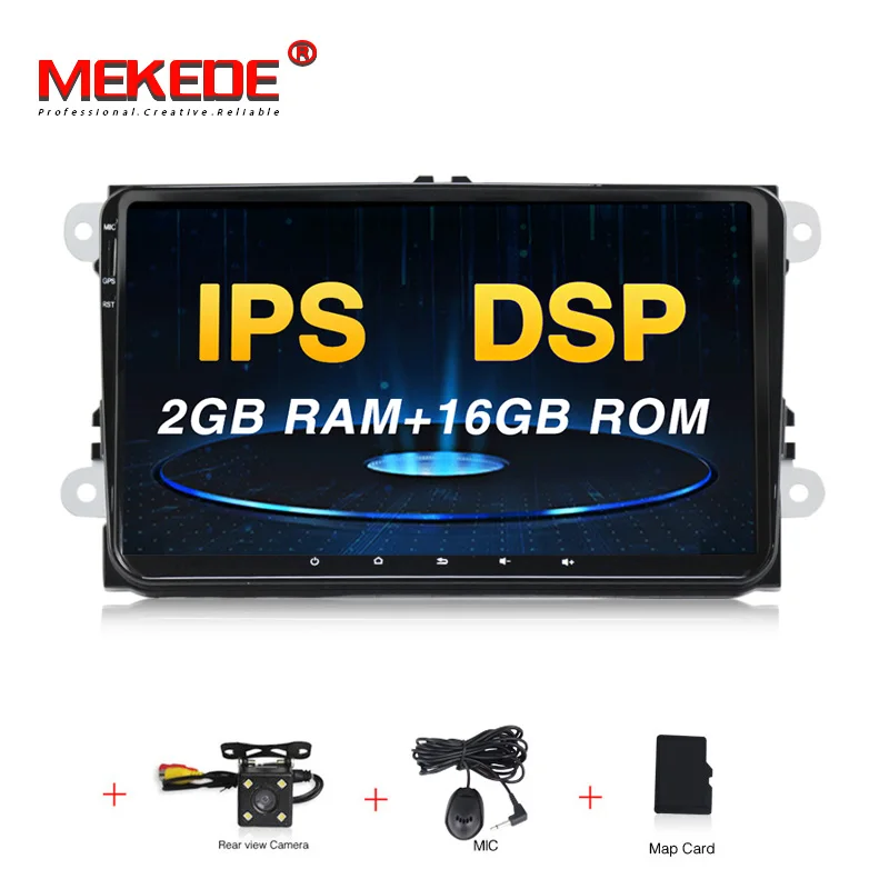 Mekede PX30 DSP+ ips android 9,0 автомобильный мультимедийный плеер навигация gps DVD для VW/Golf/Tiguan/Skoda/Fabia/Rapid/Seat/Leon wifi BT - Цвет: add camera