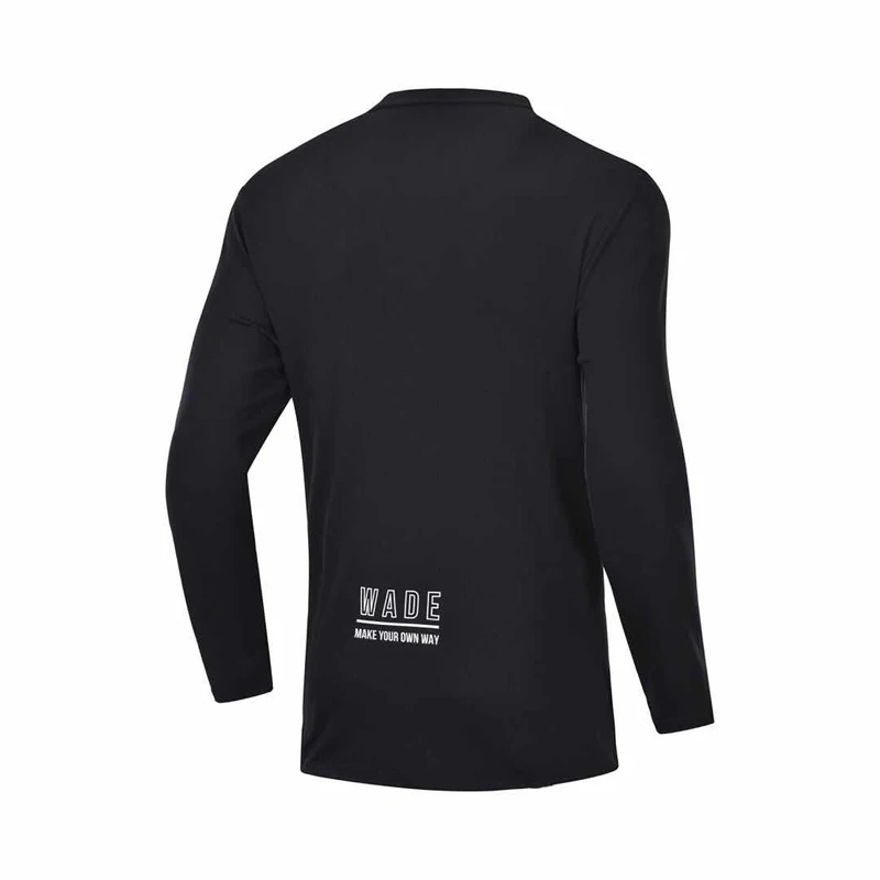 Li-Ning Мужская футболка из Джерси с длинным рукавом серии Уэйд, свободный крой, хлопок, удобные спортивные топы ATSP025 MTL1042