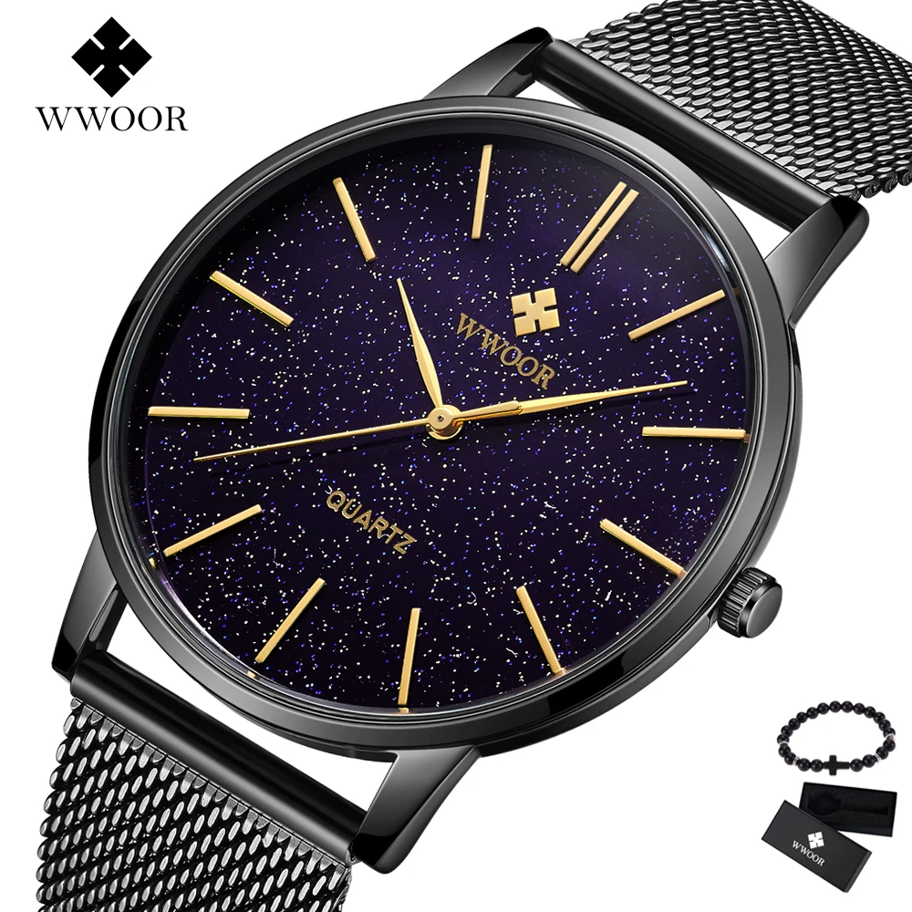 Wwoor Erkek Saatler Top Marka Luks Altin Kare Analog Quartz Saat Erkekler Kol Saati Su Gecirmez