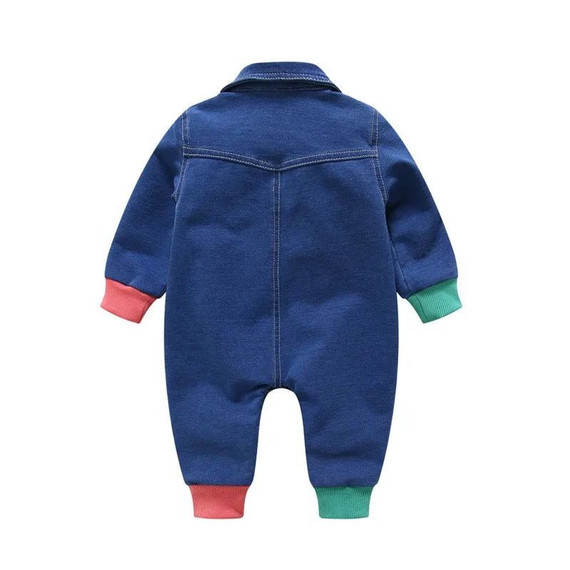 Croal Cherie 66-90cm Patchwork Pringting New Born Baby Clothes Denim Baby Girls Romper Jumpsuit Cotton Kids Boys Clothes  (6)