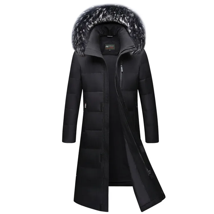 

Thick Men's Down Coat Top Quality 90% White Duck Down Jacket with Fur Hood X-Long Winter Jacket Warm Parkas Overcoat
