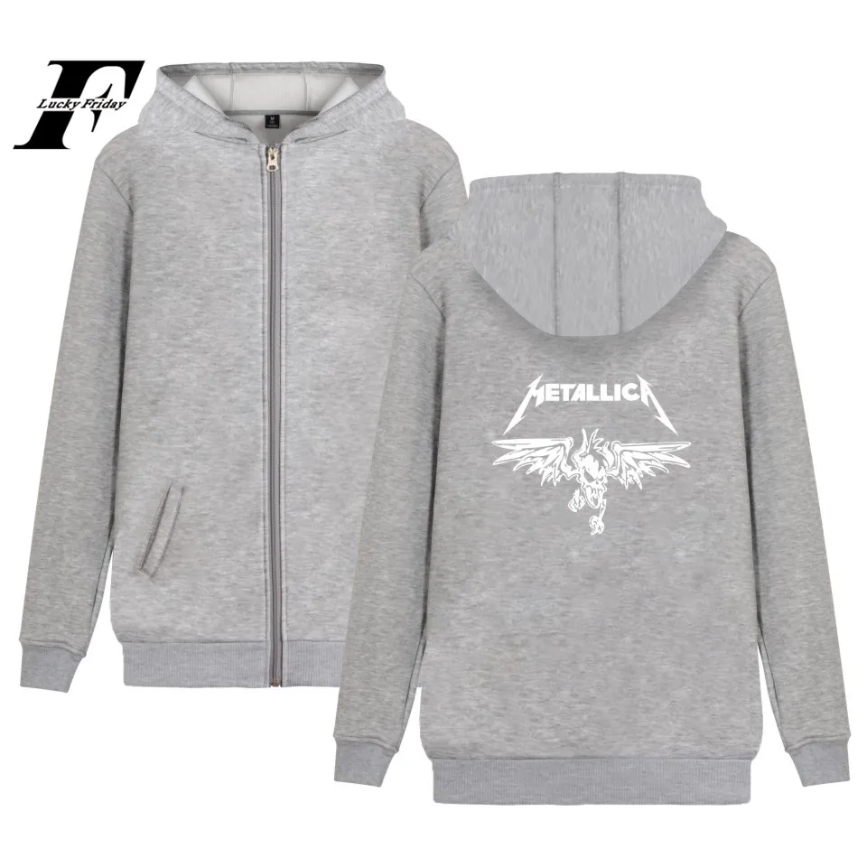 LUCKYFRIDAYF Metallica Hoodie Zipper Heavy Metal Sweatshirt Rock Band Coat Music font b Jacket b font
