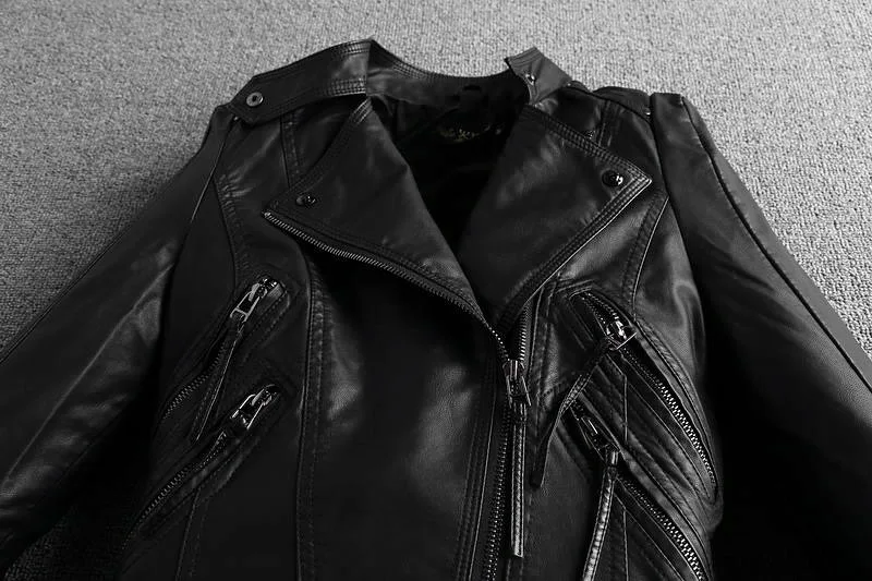 Новинка, модные женские демисезонные черные мягкие Куртки из искусственной кожи, женские байкерские куртки на молнии, верхняя одежда, горячая распродажа