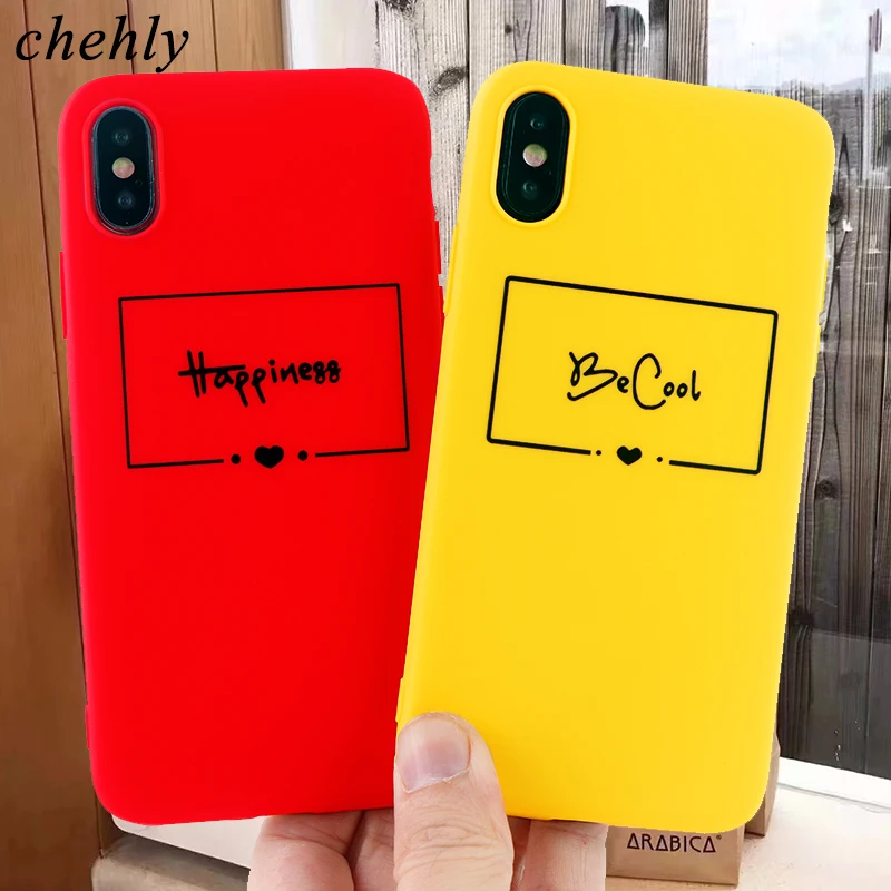 

Funny Letters Phone case for iPhone X XR XS Max 8 7 6 S Plus Happiness Cases Soft Silicone Fitted Cases Accessories covers