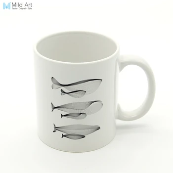 

Modern Abstract Black and White Whale Fish Nordic Style Kitchen Ceramic Water Cup Creative Gifts Drinks Coffee Tea Milk Mugs Set