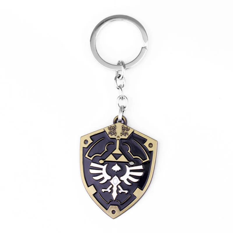 The Legend of Zelda Cosplay Keychain Metal Alloy Shield Enamel Car Key Ring Holder Accessories Props Gift