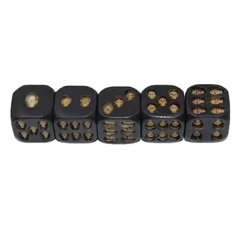 

5Pcs Resin Dice D6 Creative Embed Skulls Round Edges KTV Bar Nightclub Entertainment Tools Party Adult Prank Toys