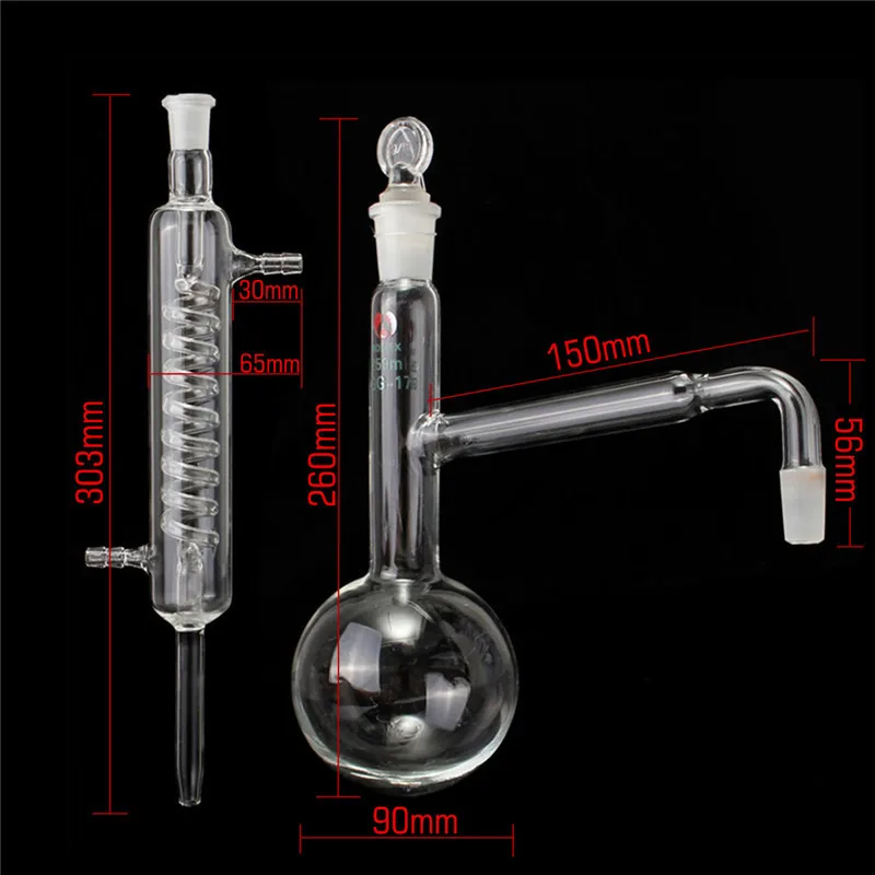 Jogo dos Produtos Vidreiros do Laboratório do Instrumento da Destilação da Química do Laboratório de Kicute 250ml com Junção Kicute de 14 - 23 7 instrumento da destilação da química do laboratório