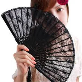 

Spanish Victorian Hand Fan Lace Folding Fan for Wedding Party Favor Fancy Dress
