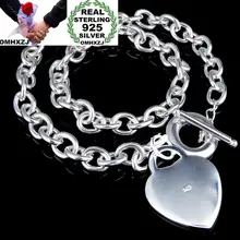 OMHXZJ Личность Модные женские подарочные Серебряное сердце круг цепи 925 пробы Серебряный браслет+ Цепочки и ожерелья комплект ювелирных изделий SE54