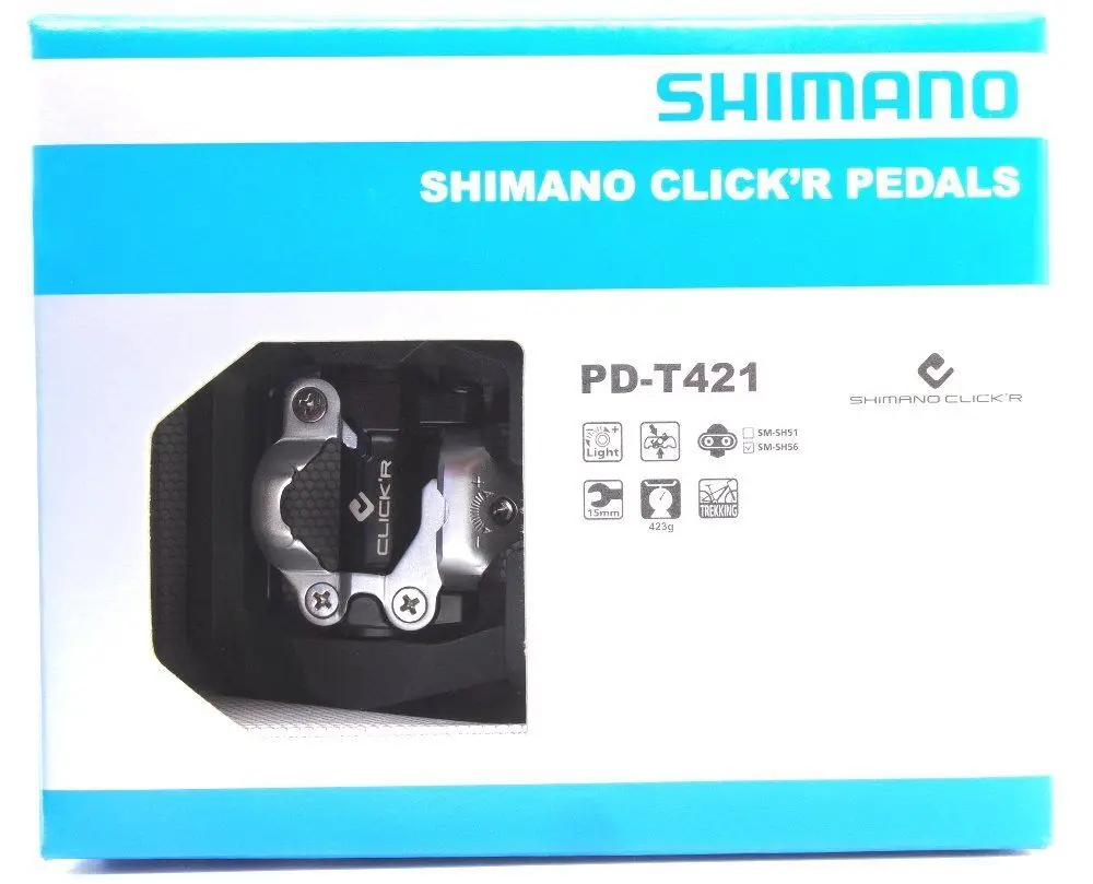

Original Shimano PD-T421 Trekking CLICKR SPD Bike Pedals Set w/ Cleat SM-SH56 W/REFLECTOR Bicycle Parts
