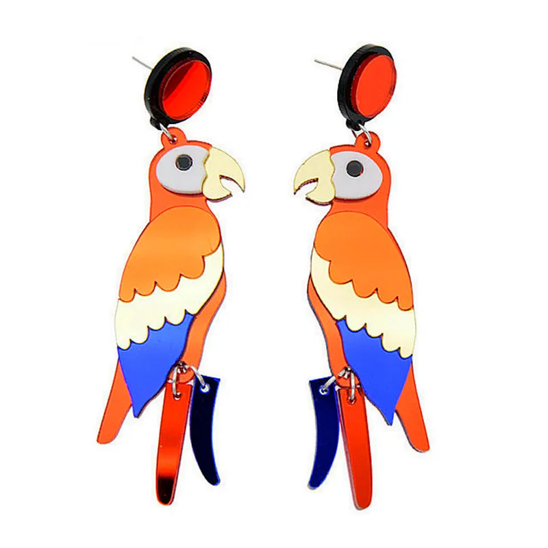 

FISHPEACH Statement Big Acrylic Parrots Drop Earrings For Women Colorful Animal Birds Long Earrings Fashion Jewelry Brincos