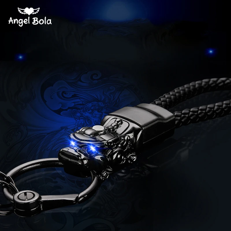 

Genuine Leather Rope High Quality Kirin Keychain Key Chain for Men Car Key Holder Ring Jewelry Bag Pendant Gifts Free Shipping
