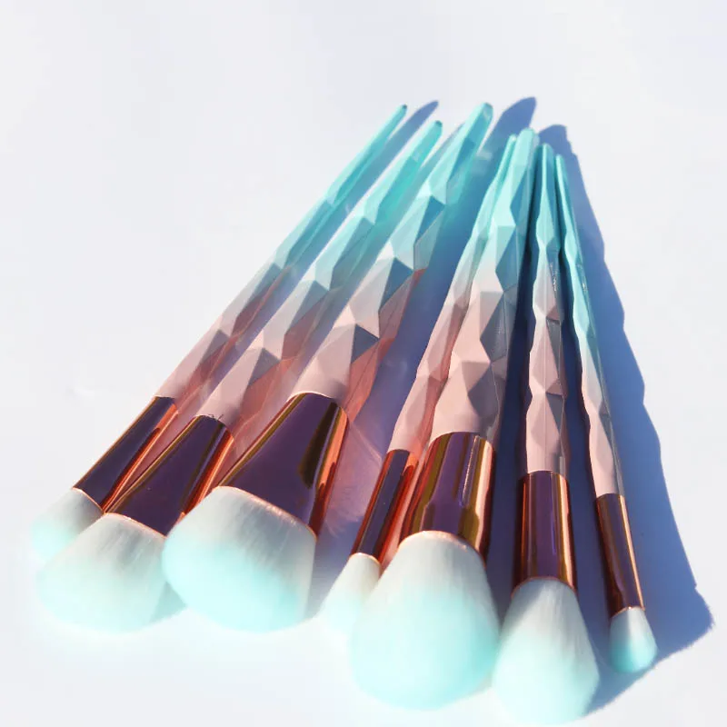 

AiceBeu 7/10/12pcs Diamond Makeup Brushes Set Green Macarons color Facial Foundation Cosmetic Makeup Brush Kit