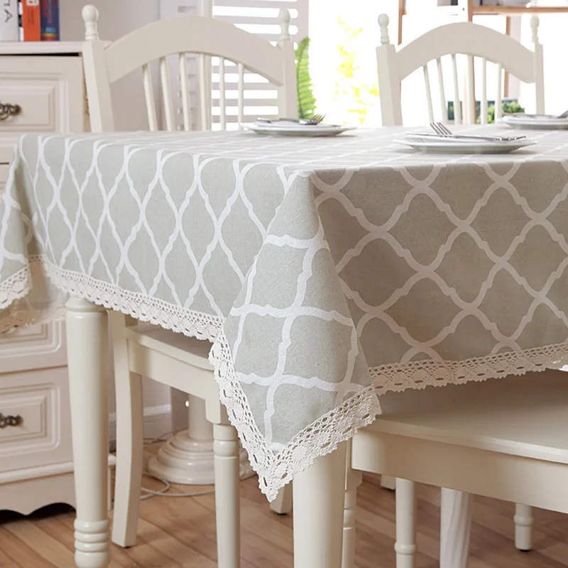 

BALLE Printed Linen Cotton Tablecloths for Rectangle Tables Light Grey Table Cloth Rectangular Home Decor
