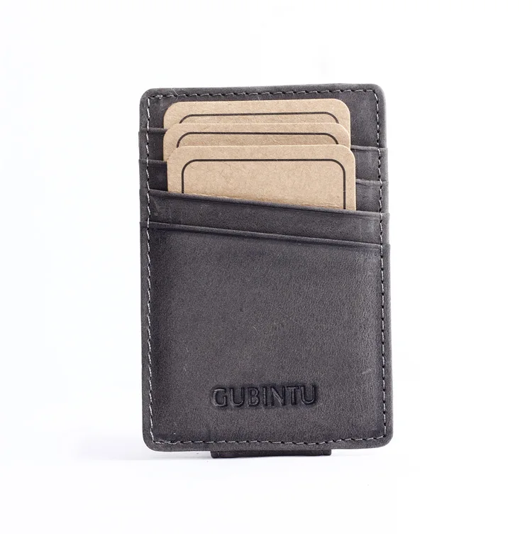 GUBINTU кожаный мужской Кошелёк на магните Rfid кошелек первый слой Матовый Мужской кошелек для кредитных карт Тонкий минималистичный зажим многоцветный