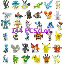 Shippinng livre 144 pcs Pikachu Pokeball 2-3 cm Estilo Diferente Dos Desenhos Animados Mini Figura Brinquedos Monstro de Bolso Ordens Mistas # E