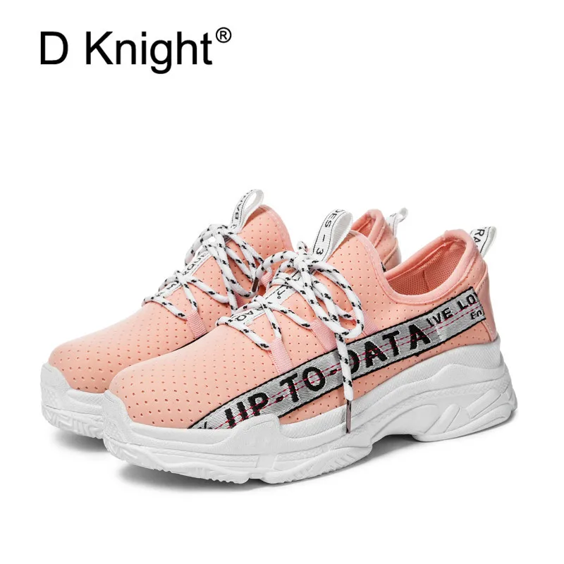 Fashion Korean Women Sneakers Lace Up Platform Shoes Tenis Feminino Casual Shoes Outdoor Walking Shoes Sneakers Women Flats Pink (8)