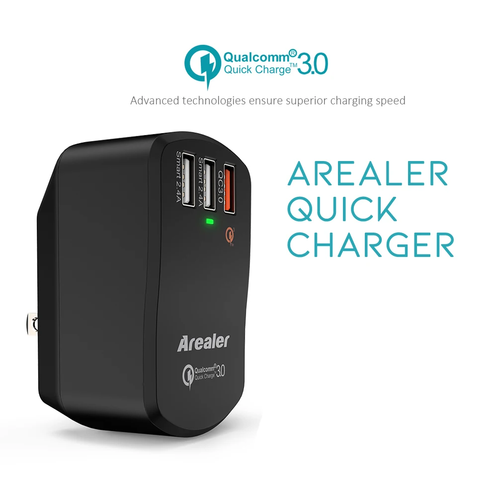 Arealer пробное зарядное устройство 42 Вт USB сертифицировано Qualcomm QC 3,0 с штепсельной вилкой EU UK вилка AU Для samsung LG Iphone, HTC
