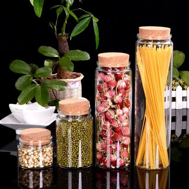 Transparent Clear Glass Storage Jars with Corks Candy Saffron Food Bottles Empty Health and Eco-Friendly Bottles2