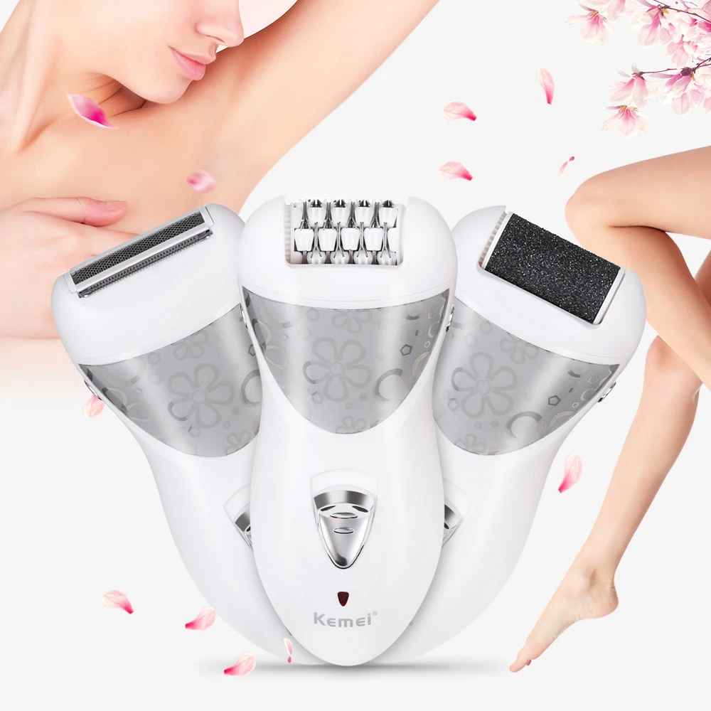 Kemei 3 in 1 Lady Depilacion Epilator Cordless Electric Shaver Hair