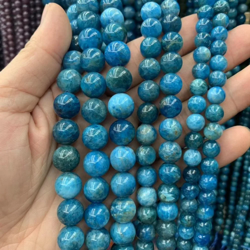 

Round Apatite Stone Natural Gemstone Diy Loose Beads For Jewelry Making Strand 15" Wholesale !