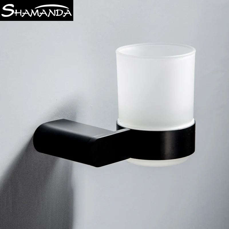Toothbrush Cup Shelf Аксессуары для ванной комнаты Набор матовый черный отделка стены Туалет Держатель для полотенца Бар Полка кисти держатели для ванной Аппаратные средства набор - Цвет: Toothbrush Cup Shelf