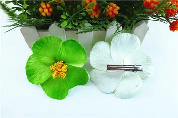 

30 pcs green Foam Hawaiian flower Hibiscus Flower bridal hair clip 9cm n-1