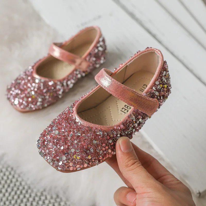

Mudipanda Gold flats for kids 2019 autumn new girls shoes sequins princess shoes children's casual soft sole shoes