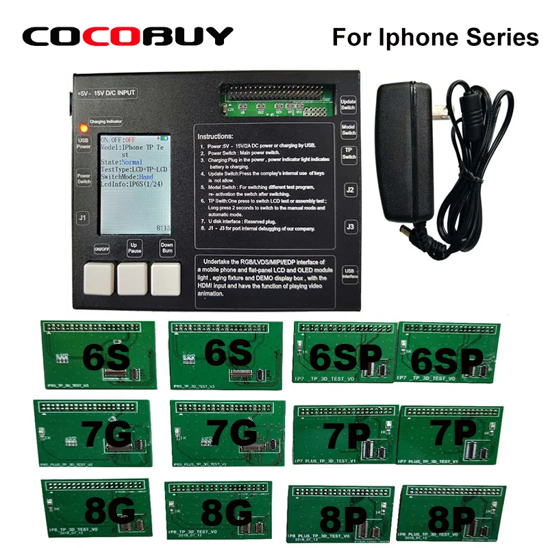 

6 in 1 LCD Display Digitizer Touch screen Testing EquipmentTester for iPhone 6S 6S Plus 7 7Plus 8 8Plus 3D Repair Tools Kit Set