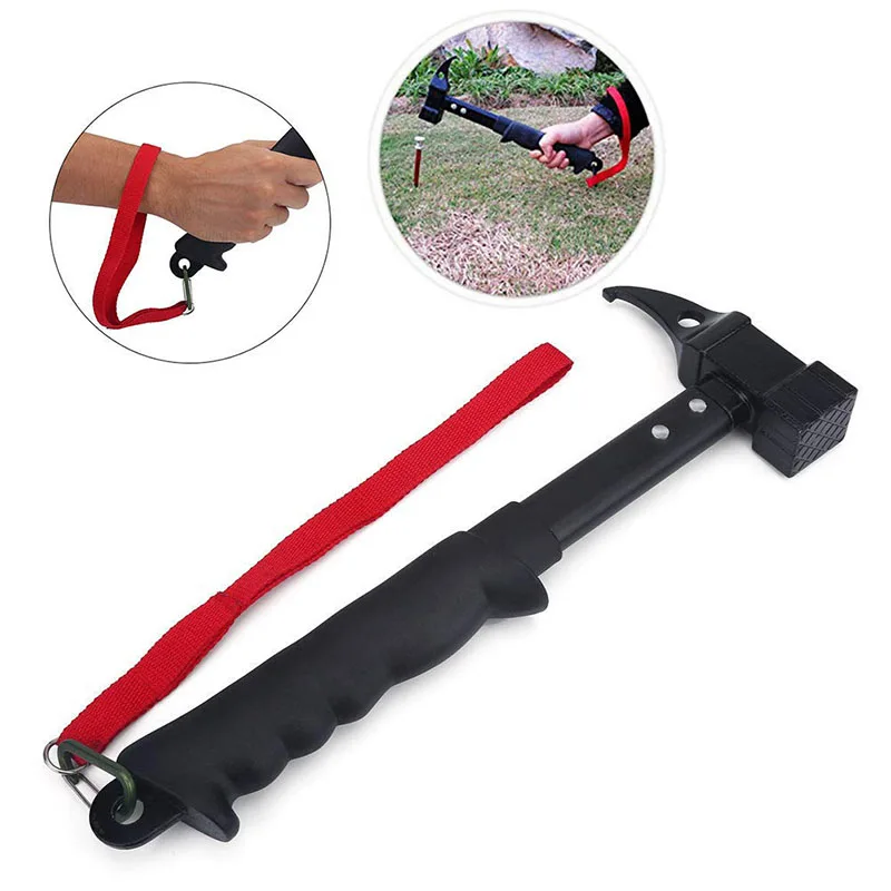 Tent Hammer Rubber Stake Remover Lightweight Portable Camping Steel